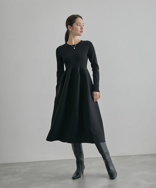 ROPE'(ロペ)の「ジャガード編み リブニットフォルムワンピース(ワンピース・レディース・ブラック系その他/ブラック・FREE)」の3枚目の写真