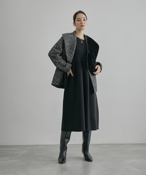 ROPE'(ロペ)の「ジャガード編み リブニットフォルムワンピース(ワンピース・レディース・ブラック系その他/ブラック・FREE)」の5枚目の写真