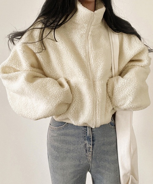 Miniministore(ミニミニストア)の「ボアジャケット 韓国 フリースジャケット(ブルゾン・レディース・ブルーグレー/ネイビー/アイボリー・フリー)」の15枚目の写真