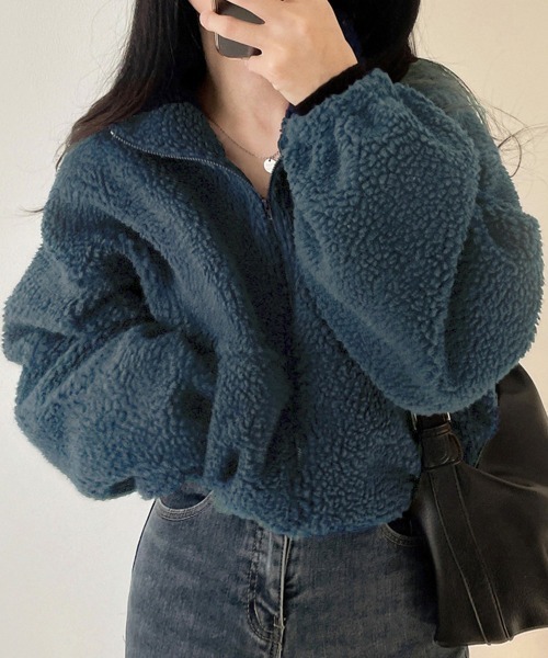 Miniministore(ミニミニストア)の「ボアジャケット 韓国 フリースジャケット(ブルゾン・レディース・ブルーグレー/ネイビー/アイボリー・フリー)」の20枚目の写真