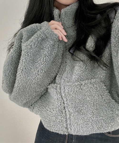 Miniministore(ミニミニストア)の「ボアジャケット 韓国 フリースジャケット(ブルゾン・レディース・ブルーグレー/ネイビー/アイボリー・フリー)」の4枚目の写真