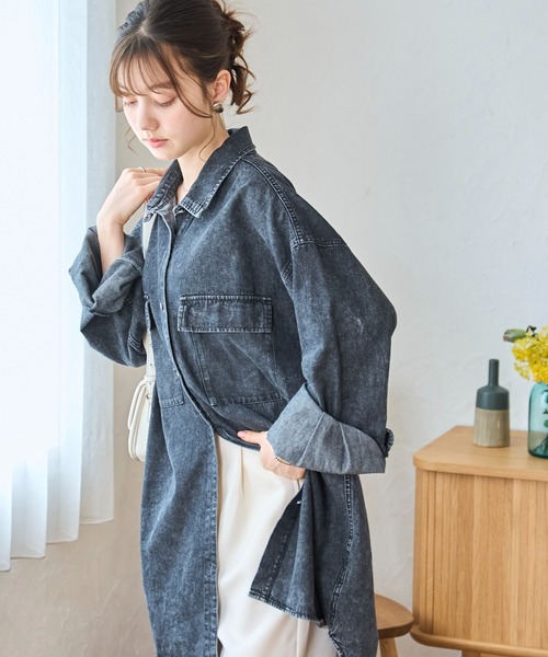 WEGO(ウィゴー)の「WEGO/デニムBIGシャツ(シャツ/ブラウス・レディース・ブラック系その他/ライトインディゴブルー/コバルトブルー・FREE)」の9枚目の写真