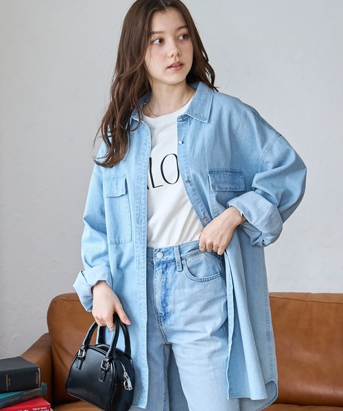 WEGO(ウィゴー)の「WEGO/デニムBIGシャツ(シャツ/ブラウス・レディース・ブラック系その他/ライトインディゴブルー/コバルトブルー・FREE)」の19枚目の写真