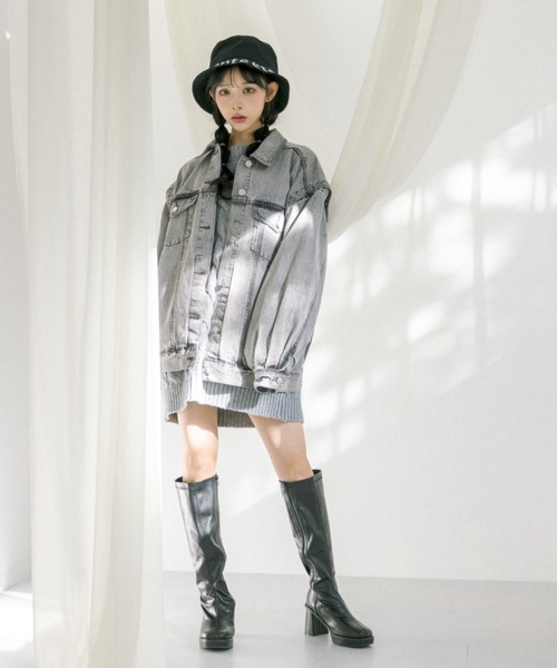 OLIVE des OLIVE（オリーブデオリーブ）の「ロゴ刺繍入りバケットハット（ハット・レディース・ブラック/オフホワイト・FREE）」の9枚目の写真