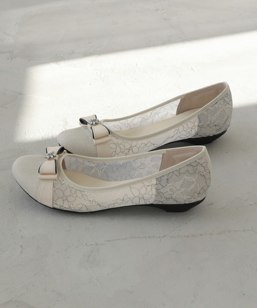 JELLY BEANS（ジェリービーンズ）の「シアーレースリボンモールドソールパンプス【Made in Japan】<ふわさら>(125-30328)JELLY BEANS(ジェリービーンズ)（パンプス・レディース・ラベンダー/アイボリー/ブラック・21.5/25.5/25/24.5/24/23.5/23/22.5/22）」の18枚目の写真