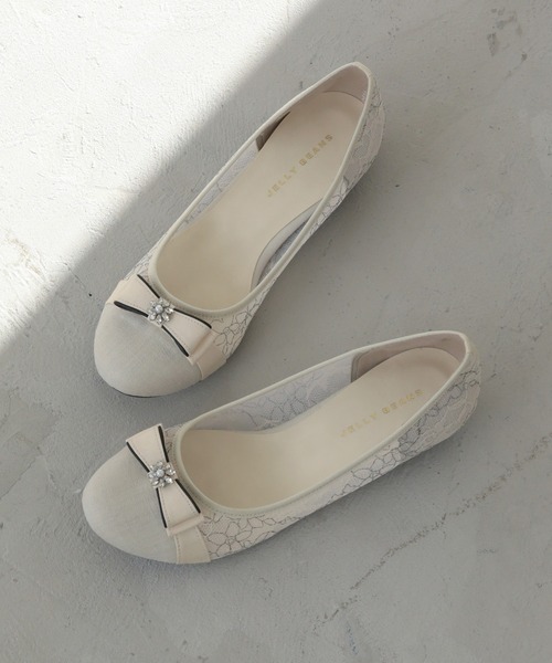 JELLY BEANS（ジェリービーンズ）の「シアーレースリボンモールドソールパンプス【Made in Japan】<ふわさら>(125-30328)JELLY BEANS(ジェリービーンズ)（パンプス・レディース・ラベンダー/アイボリー/ブラック・21.5/25.5/25/24.5/24/23.5/23/22.5/22）」の20枚目の写真