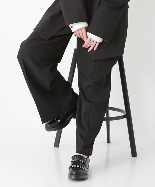 n'OrLABEL（ノアールレーベル）の「『ストレートワイドツイルパンツ』（スラックス・レディース・ブラック/グレー・1/2）」の13枚目の写真