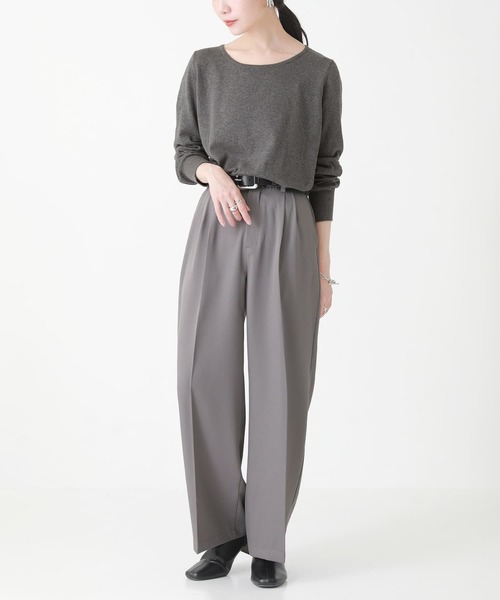 n'OrLABEL（ノアールレーベル）の「『ストレートワイドツイルパンツ』（スラックス・レディース・ブラック/グレー・1/2）」の6枚目の写真