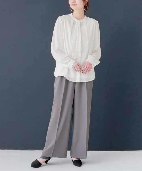 n'OrLABEL（ノアールレーベル）の「『ストレートワイドツイルパンツ』（スラックス・レディース・ブラック/グレー・1/2）」の12枚目の写真