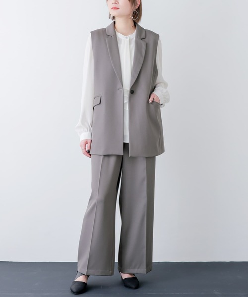 n'OrLABEL（ノアールレーベル）の「『ストレートワイドツイルパンツ』（スラックス・レディース・ブラック/グレー・1/2）」の3枚目の写真