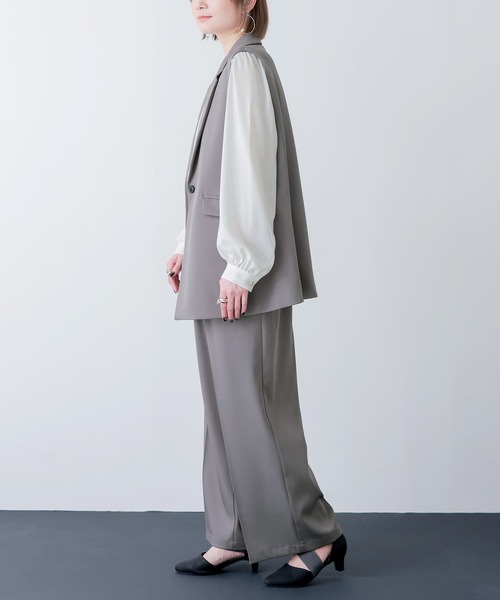 n'OrLABEL（ノアールレーベル）の「『ストレートワイドツイルパンツ』（スラックス・レディース・ブラック/グレー・1/2）」の16枚目の写真