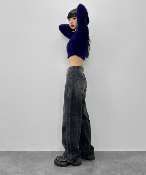 LVEU.（ラブユ.）の「【LVEU.】ヴィンテージデザインデニム / ボトムス デニム パンツ ヴィンテージ 色落ち ウォッシュ ブラック カジュアル ワイド ルーズ ZOZOTOWN限定（デニムパンツ・レディース・ブラック・FREE）」の10枚目の写真