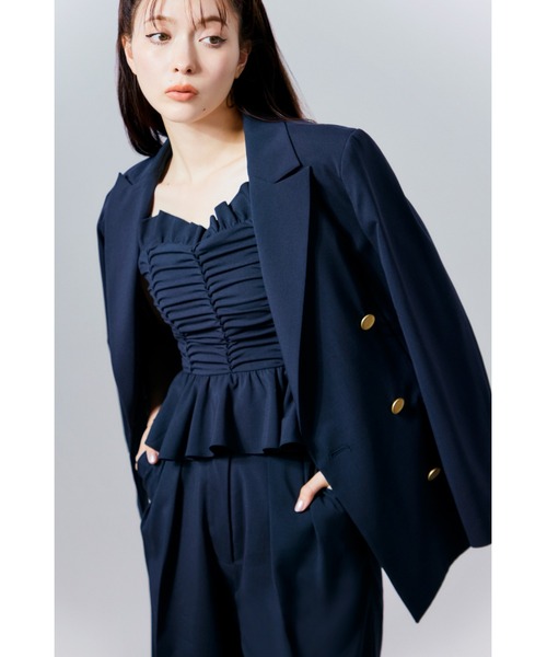 SNIDEL（スナイデル）の「Sustainableダブルブレストジャケット（テーラードジャケット・レディース・ベージュ/ネイビー/グレー・0/1）」の4枚目の写真