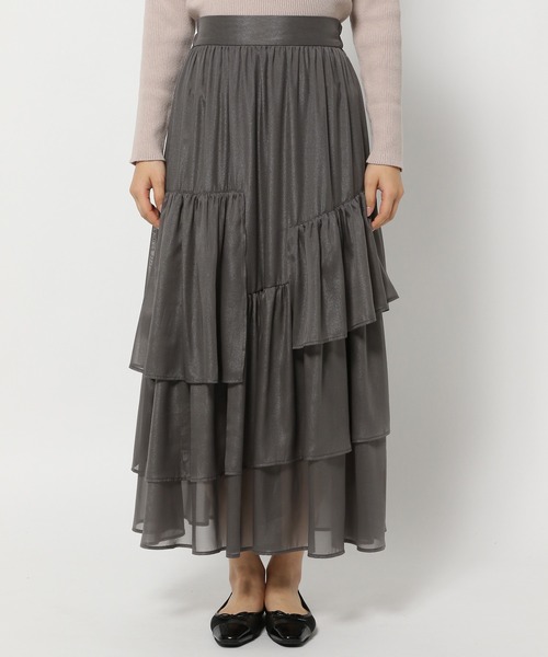 mysty woman（ミスティウーマン）の「ランダムティアードスカート 106952（スカート・レディース・チャコールグレー/ライトグリーン/ホワイト系その他・FREE）」の7枚目の写真