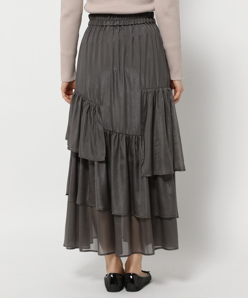 mysty woman（ミスティウーマン）の「ランダムティアードスカート 106952（スカート・レディース・チャコールグレー/ライトグリーン/ホワイト系その他・FREE）」の9枚目の写真