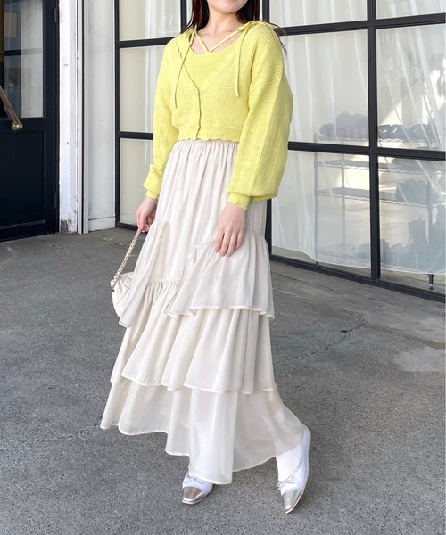 mysty woman（ミスティウーマン）の「ランダムティアードスカート 106952（スカート・レディース・チャコールグレー/ライトグリーン/ホワイト系その他・FREE）」の21枚目の写真