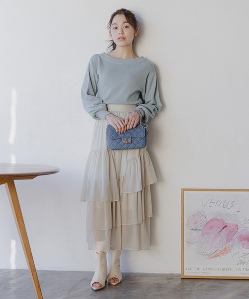 mysty woman（ミスティウーマン）の「ランダムティアードスカート 106952（スカート・レディース・チャコールグレー/ライトグリーン/ホワイト系その他・FREE）」の18枚目の写真