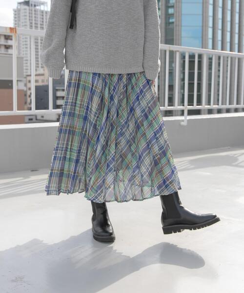 URBAN RESEARCH DOORS（アーバンリサーチドアーズ）の「アコーディオンプリーツチェックスカート（スカート・レディース・オレンジ系その他/グリーン系その他・MEDIUM）」の9枚目の写真