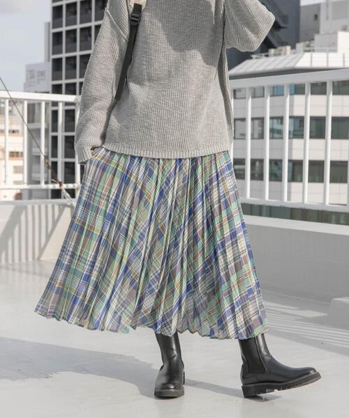 URBAN RESEARCH DOORS（アーバンリサーチドアーズ）の「アコーディオンプリーツチェックスカート（スカート・レディース・オレンジ系その他/グリーン系その他・MEDIUM）」の20枚目の写真