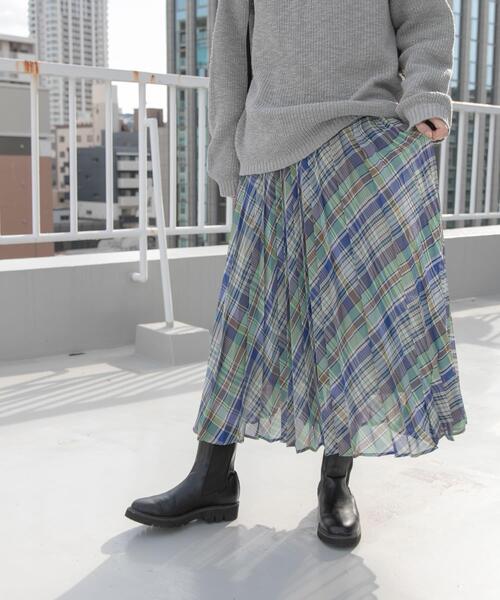 URBAN RESEARCH DOORS（アーバンリサーチドアーズ）の「アコーディオンプリーツチェックスカート（スカート・レディース・オレンジ系その他/グリーン系その他・MEDIUM）」の10枚目の写真
