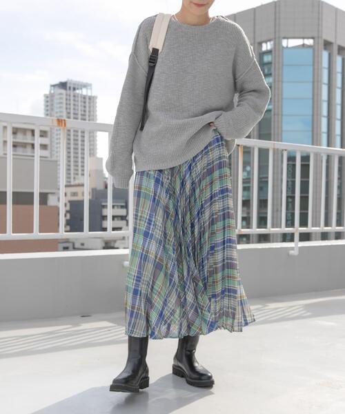 URBAN RESEARCH DOORS（アーバンリサーチドアーズ）の「アコーディオンプリーツチェックスカート（スカート・レディース・オレンジ系その他/グリーン系その他・MEDIUM）」の21枚目の写真