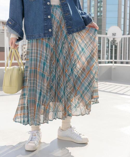 URBAN RESEARCH DOORS（アーバンリサーチドアーズ）の「アコーディオンプリーツチェックスカート（スカート・レディース・オレンジ系その他/グリーン系その他・MEDIUM）」の5枚目の写真