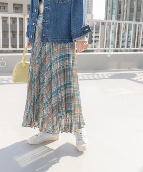 URBAN RESEARCH DOORS（アーバンリサーチドアーズ）の「アコーディオンプリーツチェックスカート（スカート・レディース・オレンジ系その他/グリーン系その他・MEDIUM）」の11枚目の写真