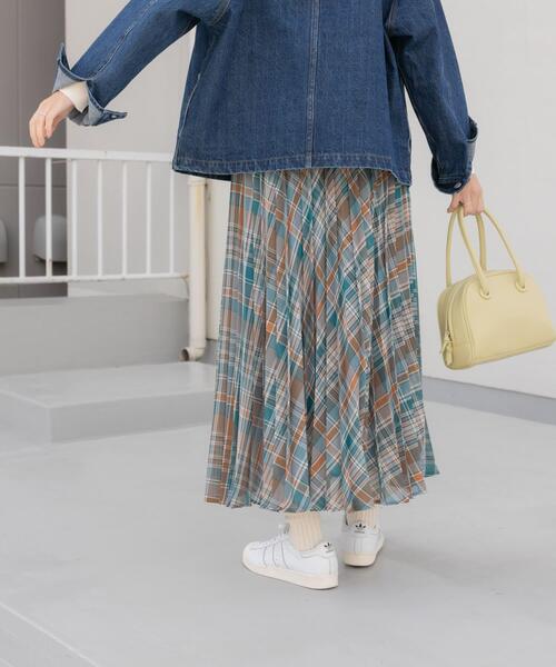 URBAN RESEARCH DOORS（アーバンリサーチドアーズ）の「アコーディオンプリーツチェックスカート（スカート・レディース・オレンジ系その他/グリーン系その他・MEDIUM）」の17枚目の写真