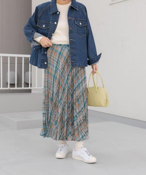 URBAN RESEARCH DOORS（アーバンリサーチドアーズ）の「アコーディオンプリーツチェックスカート（スカート・レディース・オレンジ系その他/グリーン系その他・MEDIUM）」の18枚目の写真