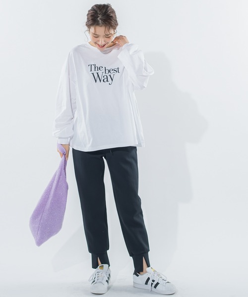 VICKY（ビッキー）の「【ビッキー定番/ロングシーズン大活躍/L号サイズ/新色登場！】裾スリットジョガーパンツ《手洗い可能》（スウェットパンツ・レディース・オフホワイト/ブラック/ベージュ/グレー・S/M/L）」の10枚目の写真