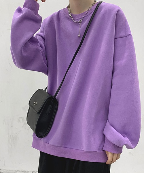 SHEPP(シープ)の「【7色展開】オーバーサイズルーズシルエット カラースウェット ユニセックスプルオーバー裏起毛(スウェット・レディース・パープル/オレンジ/ブラック/ピンク/ダークグレー/ターコイズブルー/アイボリー/ブルー/グレー・L/XL/XXL)」の7枚目の写真