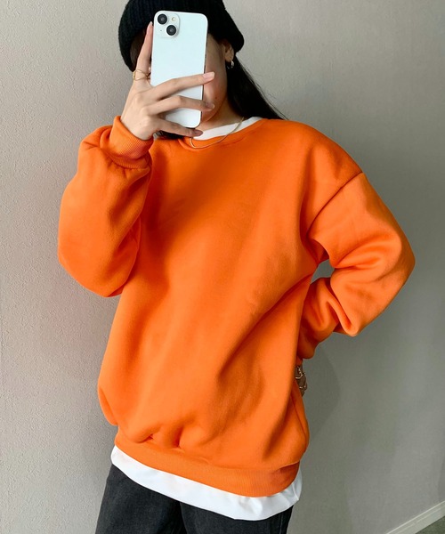SHEPP(シープ)の「【7色展開】オーバーサイズルーズシルエット カラースウェット ユニセックスプルオーバー裏起毛(スウェット・レディース・パープル/オレンジ/ブラック/ピンク/ダークグレー/ターコイズブルー/アイボリー/ブルー/グレー・L/XL/XXL)」の9枚目の写真