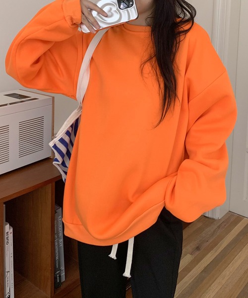 SHEPP(シープ)の「【7色展開】オーバーサイズルーズシルエット カラースウェット ユニセックスプルオーバー裏起毛(スウェット・レディース・パープル/オレンジ/ブラック/ピンク/ダークグレー/ターコイズブルー/アイボリー/ブルー/グレー・L/XL/XXL)」の19枚目の写真