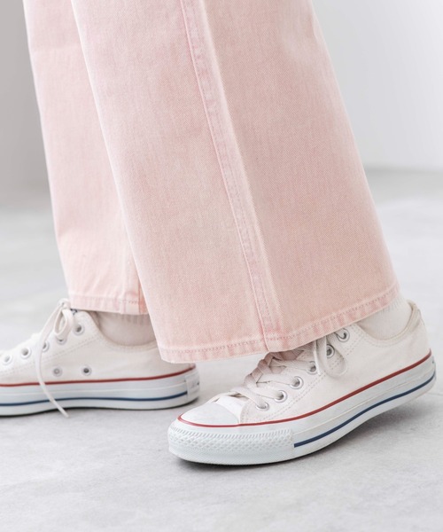 WEGO（ウィゴー）の「WEGO/ウォッシュドカラーストレートパンツ（デニムパンツ・レディース・ライトグレー/ライトピンク・SMALL/MEDIUM）」の8枚目の写真