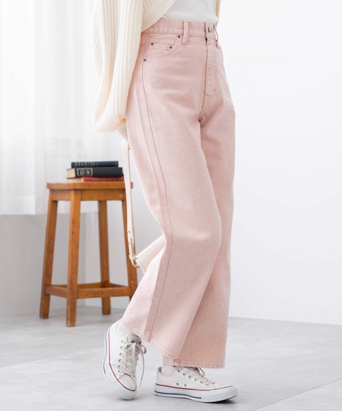 WEGO（ウィゴー）の「WEGO/ウォッシュドカラーストレートパンツ（デニムパンツ・レディース・ライトグレー/ライトピンク・SMALL/MEDIUM）」の13枚目の写真