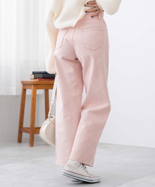 WEGO（ウィゴー）の「WEGO/ウォッシュドカラーストレートパンツ（デニムパンツ・レディース・ライトグレー/ライトピンク・SMALL/MEDIUM）」の14枚目の写真