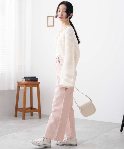 WEGO（ウィゴー）の「WEGO/ウォッシュドカラーストレートパンツ（デニムパンツ・レディース・ライトグレー/ライトピンク・SMALL/MEDIUM）」の16枚目の写真