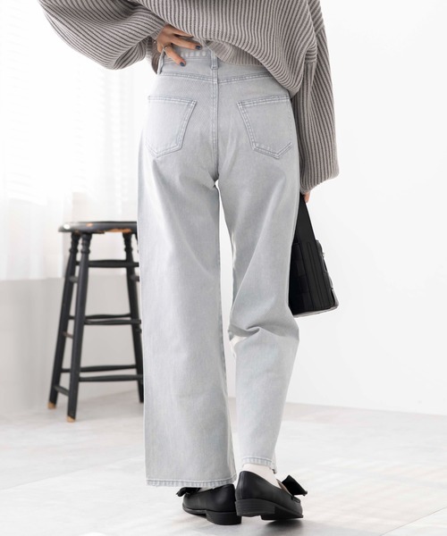 WEGO（ウィゴー）の「WEGO/ウォッシュドカラーストレートパンツ（デニムパンツ・レディース・ライトグレー/ライトピンク・SMALL/MEDIUM）」の10枚目の写真