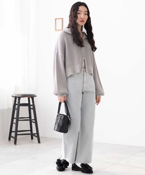 WEGO（ウィゴー）の「WEGO/ウォッシュドカラーストレートパンツ（デニムパンツ・レディース・ライトグレー/ライトピンク・SMALL/MEDIUM）」の12枚目の写真