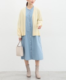 Honeys | 7分袖デニムマオカラーシャツワンピース(シャツワンピース)