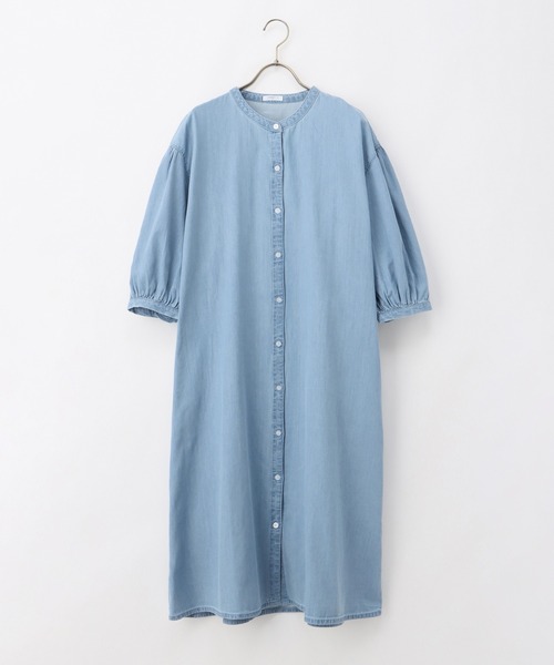 Honeys（ハニーズ）の「７分袖デニムマオカラーシャツワンピース（シャツワンピース・レディース・ライトブルー/ライトインディゴブルー・S/M/L/LL/3L）」の18枚目の写真