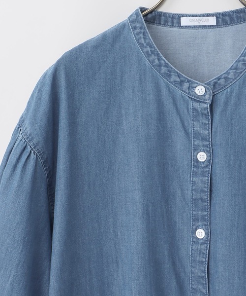 Honeys（ハニーズ）の「７分袖デニムマオカラーシャツワンピース（シャツワンピース・レディース・ライトブルー/ライトインディゴブルー・S/M/L/LL/3L）」の21枚目の写真