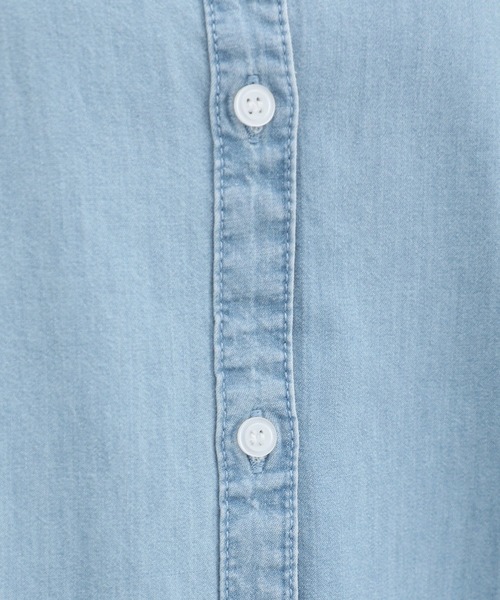 Honeys（ハニーズ）の「７分袖デニムマオカラーシャツワンピース（シャツワンピース・レディース・ライトブルー/ライトインディゴブルー・S/M/L/LL/3L）」の9枚目の写真