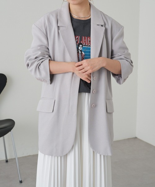 Omekashi(オメカシ)の「ビッグパワショルテーラードジャケット(テーラードジャケット・レディース・ライトグレー/ベージュ・36/38)」の21枚目の写真