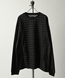 MMMM/ダイヤ、千鳥、ジャガード サイドパネルドロングスリーブTEE