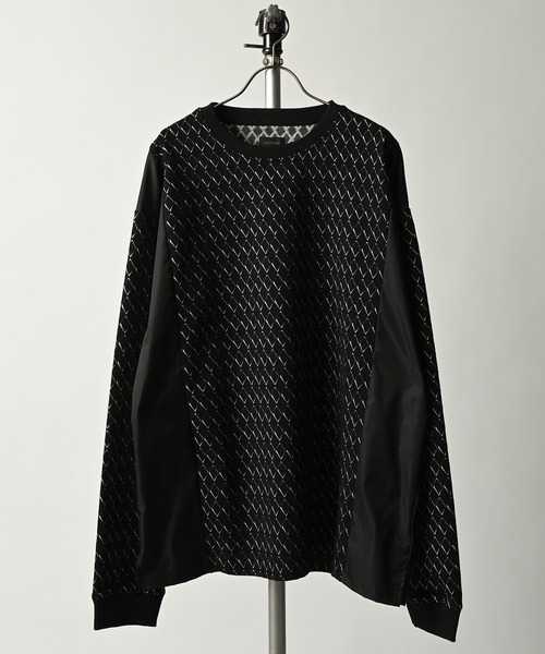 MMMM(エムエムエムエム)の「MMMM/ダイヤ、千鳥、ジャガード サイドパネルドロングスリーブTEE(Tシャツ/カットソー・メンズ・ベージュ系その他/ベージュ/ブラック/ブラック系その他・MEDIUM/LARGE/X-LARGE)」の2枚目の写真