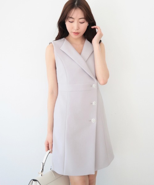 ノーカラービジューボタンドレス（ドレス）｜AMBIENT（アンビエント）