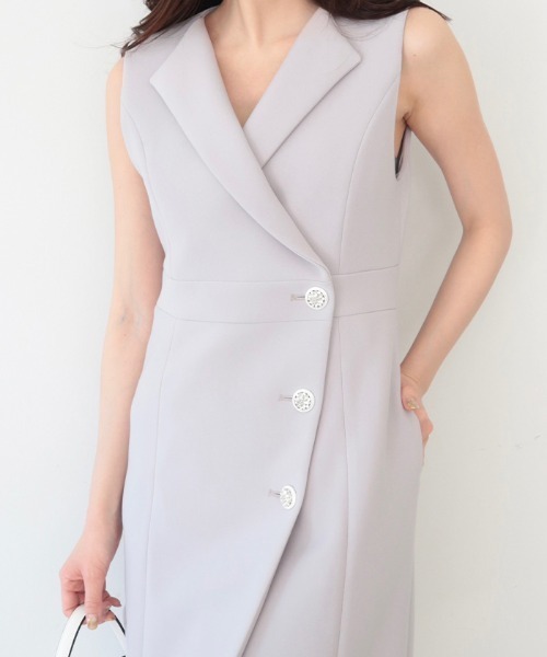 ノーカラービジューボタンドレス（ドレス）｜AMBIENT（アンビエント）