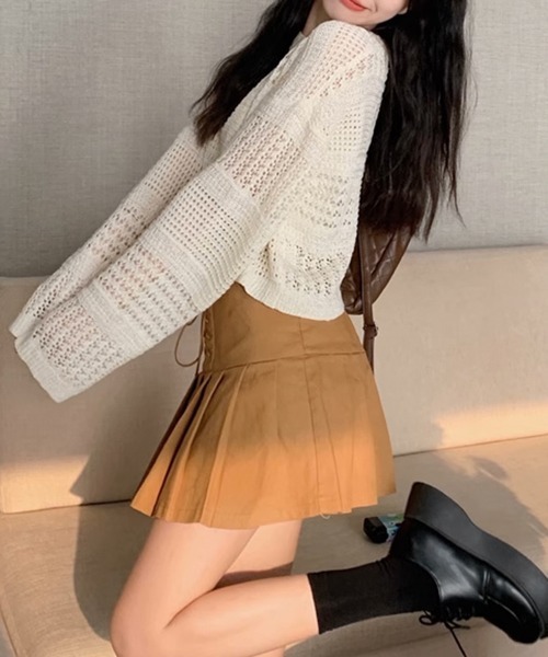 Miniministore(ミニミニストア)の「透かし編みニットトップス レディース長袖(ニット/セーター・レディース・アイボリー・FREE)」の5枚目の写真