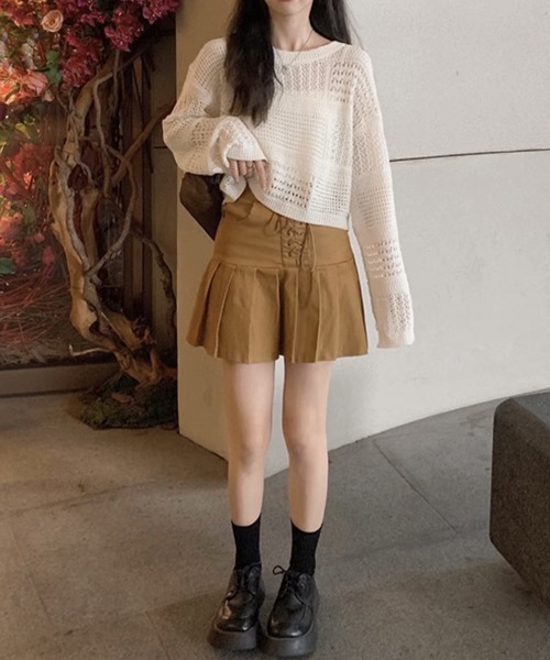 Miniministore(ミニミニストア)の「透かし編みニットトップス レディース長袖(ニット/セーター・レディース・アイボリー・FREE)」の8枚目の写真
